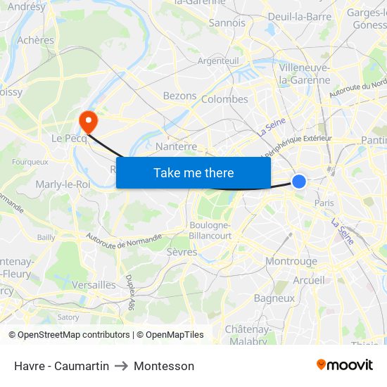 Havre - Caumartin to Montesson map