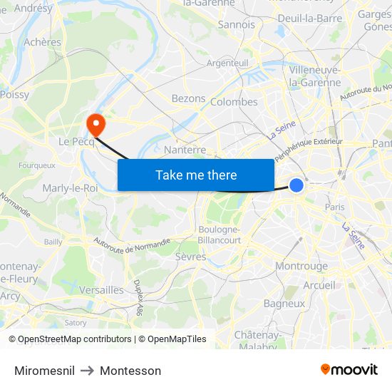Miromesnil to Montesson map
