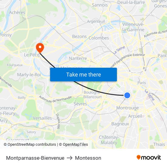 Montparnasse-Bienvenue to Montesson map