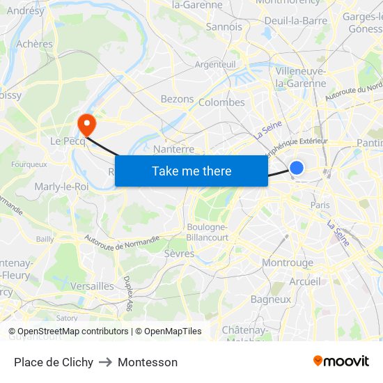 Place de Clichy to Montesson map