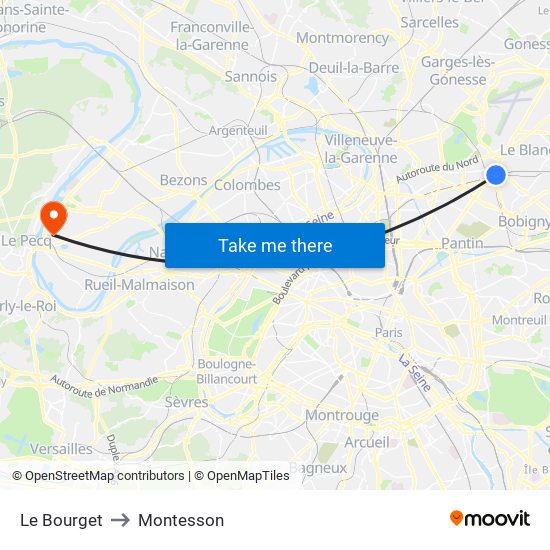 Le Bourget to Montesson map