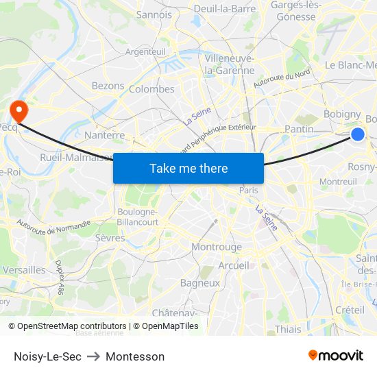 Noisy-Le-Sec to Montesson map