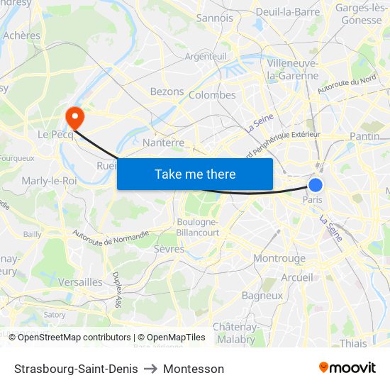 Strasbourg-Saint-Denis to Montesson map