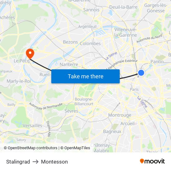 Stalingrad to Montesson map