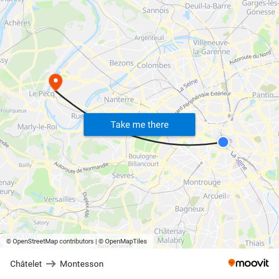 Châtelet to Montesson map