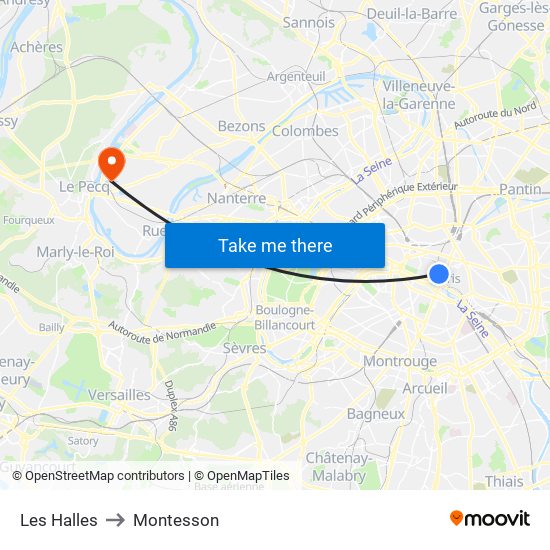 Les Halles to Montesson map