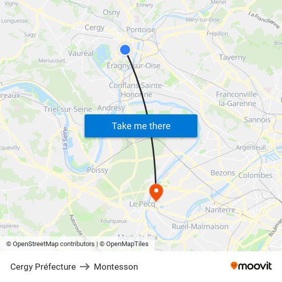 Cergy Préfecture to Montesson map