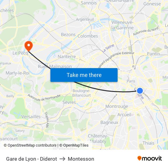 Gare de Lyon - Diderot to Montesson map