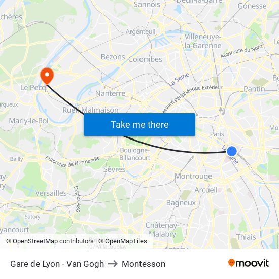 Gare de Lyon - Van Gogh to Montesson map