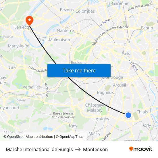 Marché International de Rungis to Montesson map