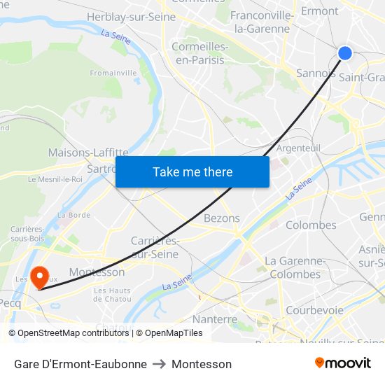 Gare D'Ermont-Eaubonne to Montesson map