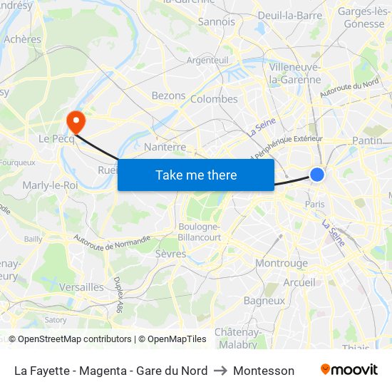 La Fayette - Magenta - Gare du Nord to Montesson map