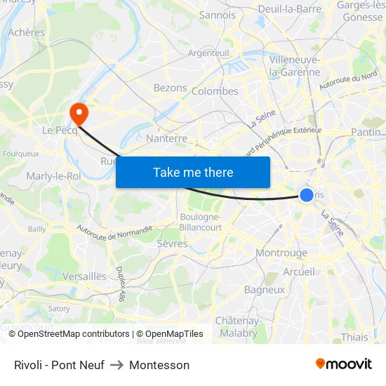 Rivoli - Pont Neuf to Montesson map