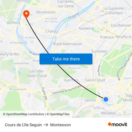 Cours de L'Ile Seguin to Montesson map