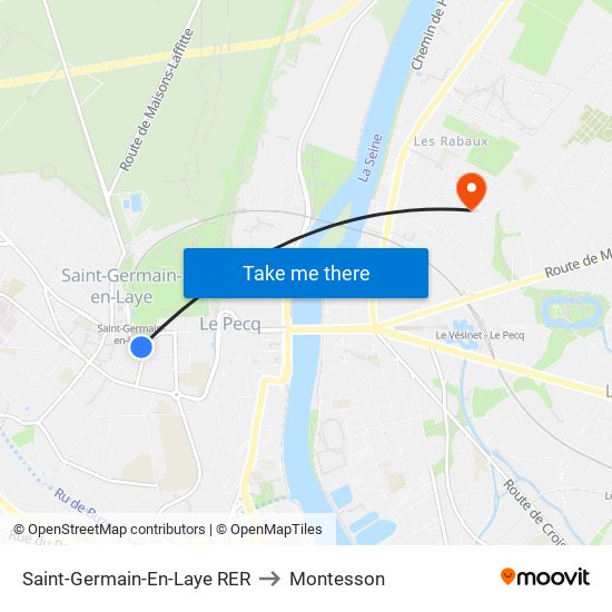Saint-Germain-En-Laye RER to Montesson map