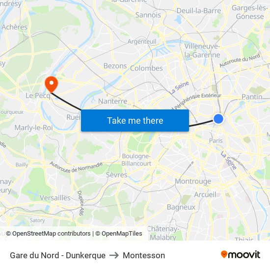 Gare du Nord - Dunkerque to Montesson map