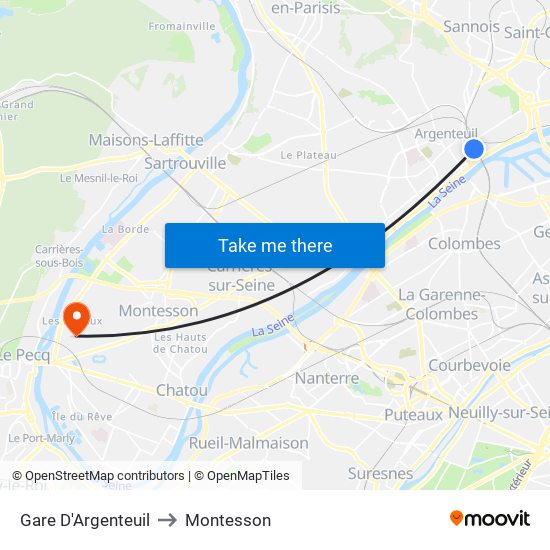 Gare D'Argenteuil to Montesson map