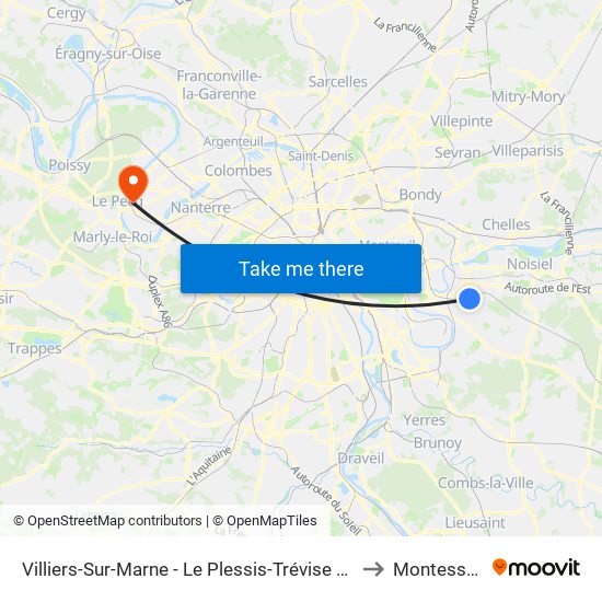 Villiers-Sur-Marne - Le Plessis-Trévise RER to Montesson map