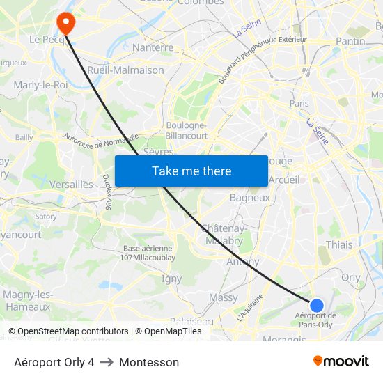 Aéroport Orly 4 to Montesson map