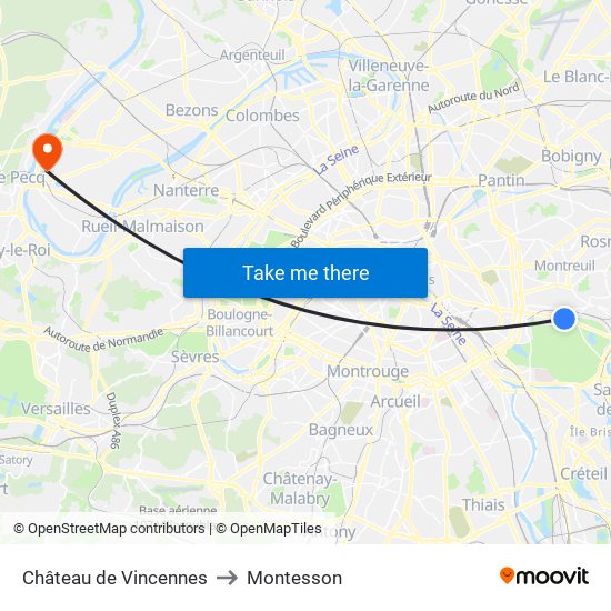 Château de Vincennes to Montesson map