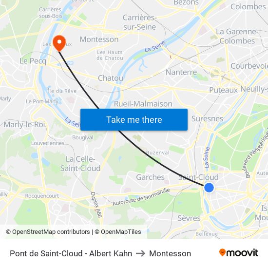 Pont de Saint-Cloud - Albert Kahn to Montesson map