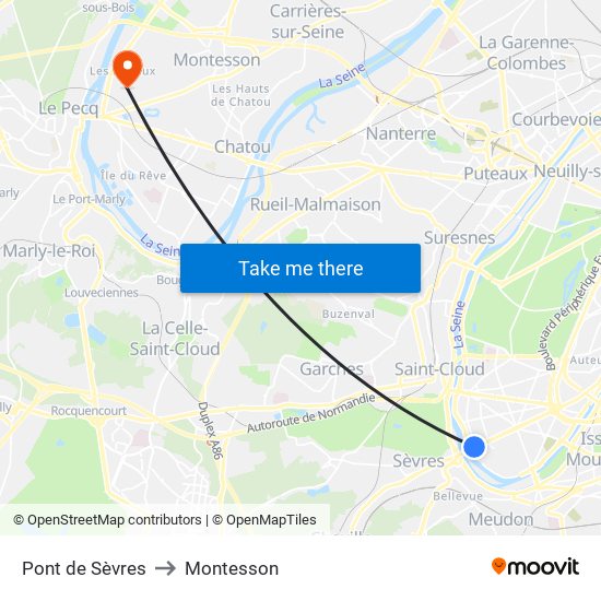 Pont de Sèvres to Montesson map