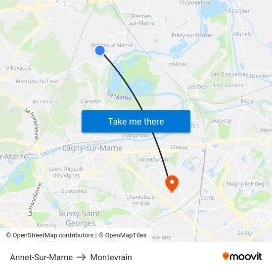 Annet-Sur-Marne to Montevrain map
