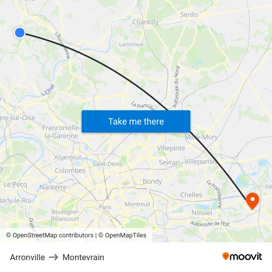 Arronville to Montevrain map