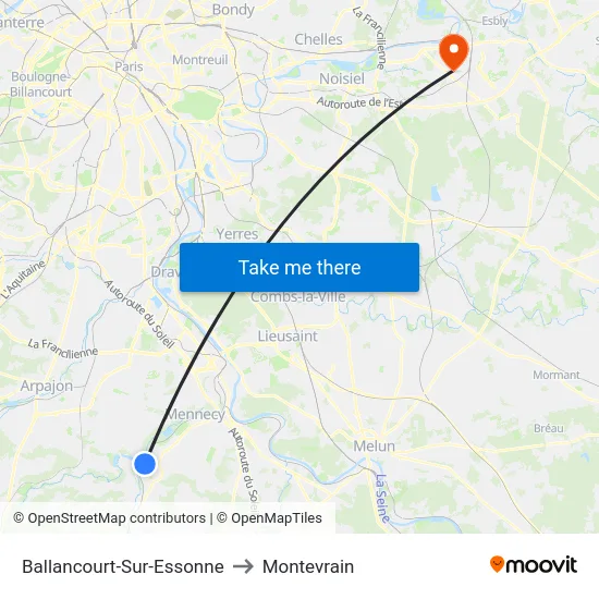 Ballancourt-Sur-Essonne to Montevrain map