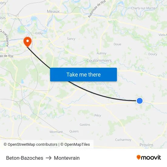 Beton-Bazoches to Montevrain map