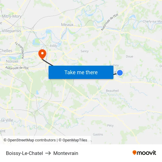 Boissy-Le-Chatel to Montevrain map