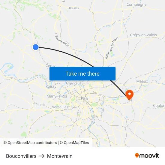 Bouconvillers to Montevrain map
