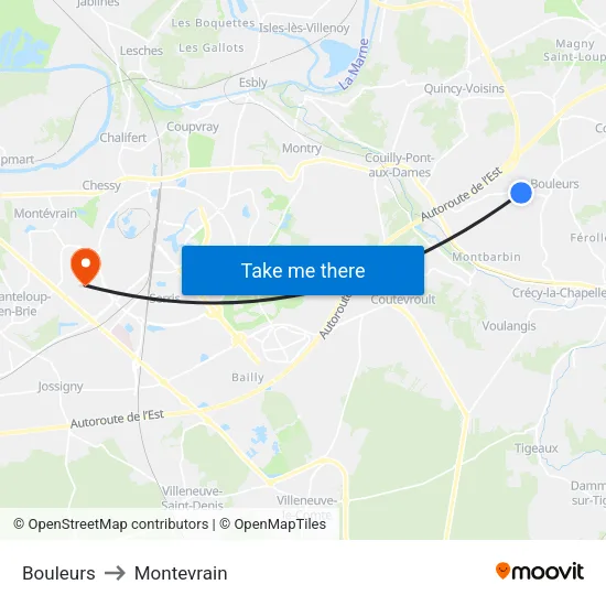 Bouleurs to Montevrain map