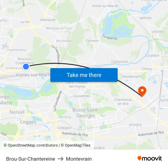 Brou-Sur-Chantereine to Montevrain map