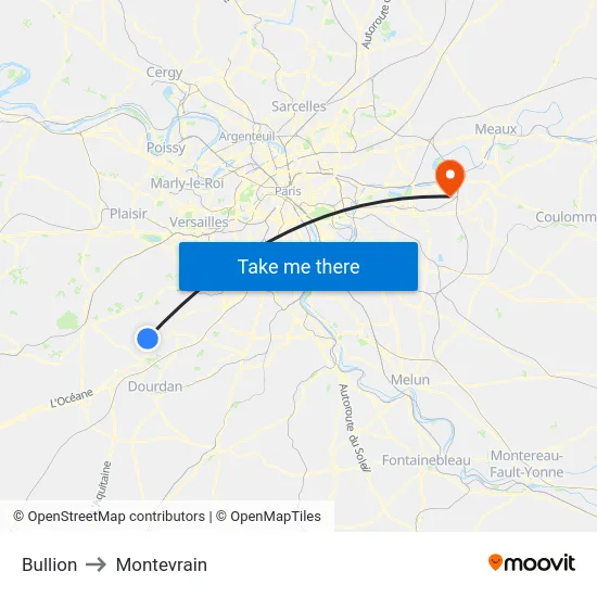 Bullion to Montevrain map