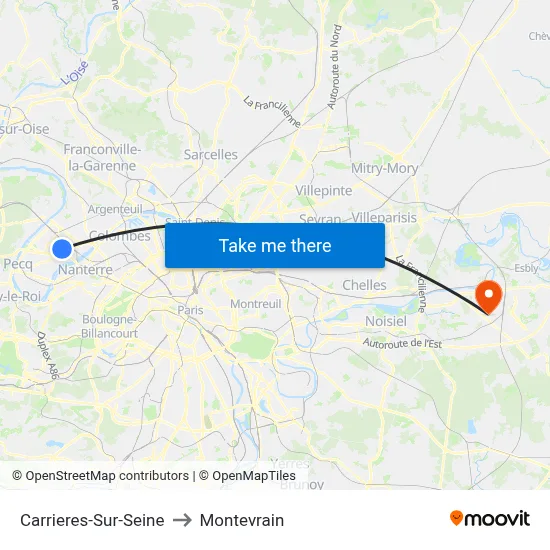 Carrieres-Sur-Seine to Montevrain map