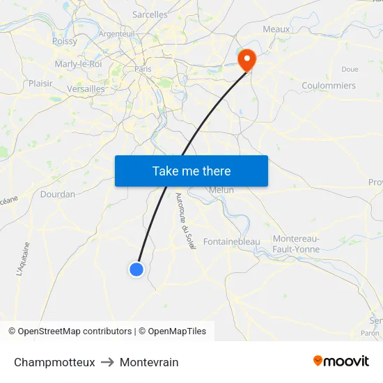 Champmotteux to Montevrain map