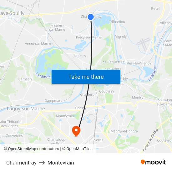 Charmentray to Montevrain map