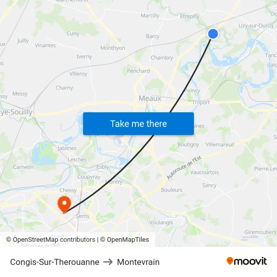 Congis-Sur-Therouanne to Montevrain map