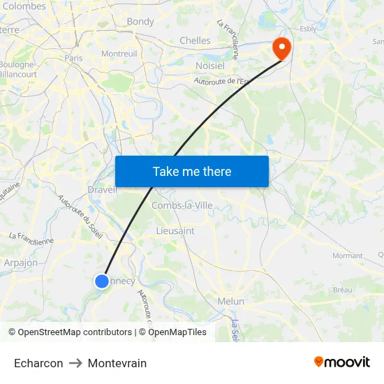 Echarcon to Montevrain map