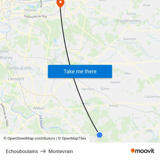 Echouboulains to Montevrain map