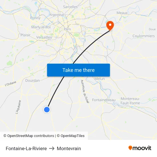 Fontaine-La-Riviere to Montevrain map