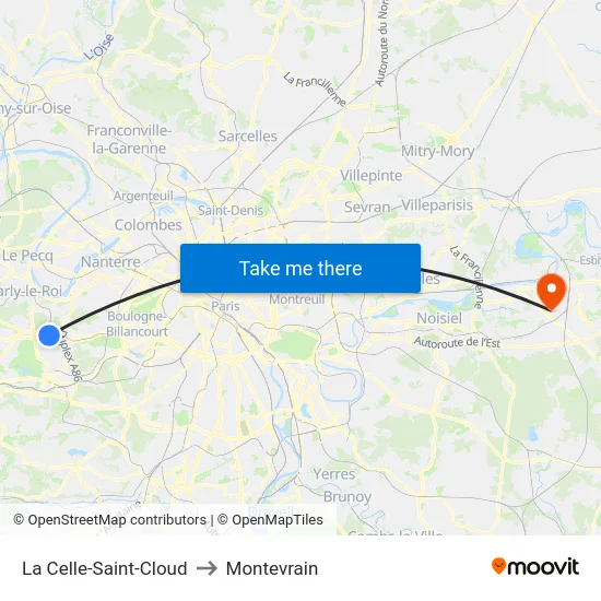 La Celle-Saint-Cloud to Montevrain map