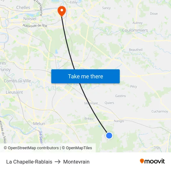 La Chapelle-Rablais to Montevrain map