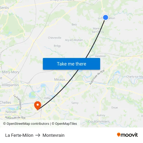 La Ferte-Milon to Montevrain map