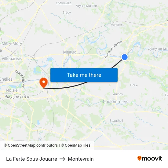 La Ferte-Sous-Jouarre to Montevrain map