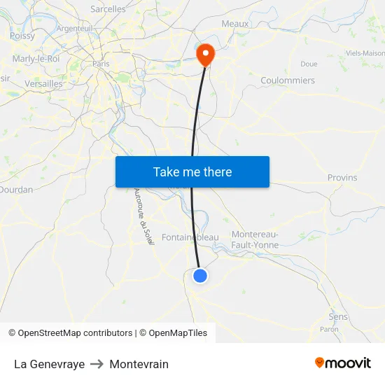 La Genevraye to Montevrain map