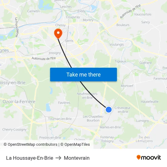 La Houssaye-En-Brie to Montevrain map