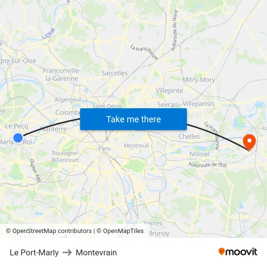 Le Port-Marly to Montevrain map