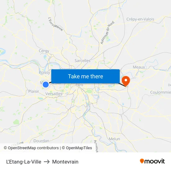 L'Etang-La-Ville to Montevrain map